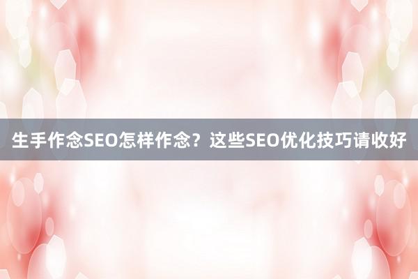 生手作念SEO怎样作念？这些SEO优化技巧请收好